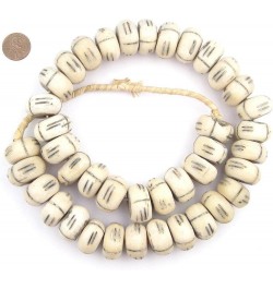 Carved White Bone Beads - Full Strand of Fair Trade Artisanal African Beads - (Tribal) Tribal $19.17 Bracelets