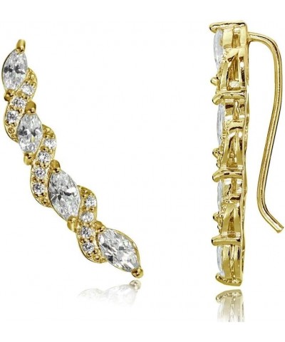 Sterling Silver Cubic Zirconia Twist Crawler Climber Hook Earrings Gold Flash Silver $14.00 Earrings