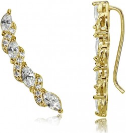 Sterling Silver Cubic Zirconia Twist Crawler Climber Hook Earrings Gold Flash Silver $14.00 Earrings