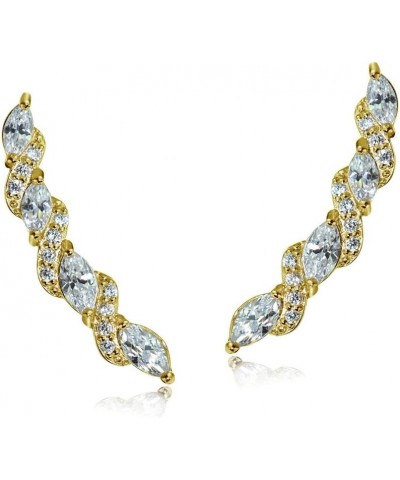 Sterling Silver Cubic Zirconia Twist Crawler Climber Hook Earrings Gold Flash Silver $14.00 Earrings