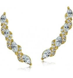 Sterling Silver Cubic Zirconia Twist Crawler Climber Hook Earrings Gold Flash Silver $14.00 Earrings