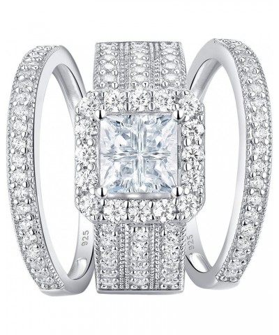 Newshe Engagement Rings for Women Wedding Ring Sets Princess Sterling Silver Cz 2Ct Cross Size 5-10 $23.50 Sets