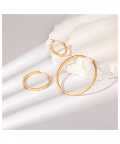 Gold Plated Hoop Earrings, Silver/Gold Lightweight Hypoallergenic Hoops Earrings for Women, Size: 32mm 21mm-gold hoop $10.61 ...