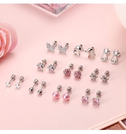 Screw Back Hypoallergenic Earrings for Women Girls Cute Pink Colorful Surgical Steel Screwback Stud Earrings Set Fit Mom Daut...