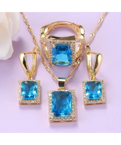 African Yellow-Gold Color Jewelry Sets for Women Black Cubic Zirocnia Ring with Earrings Sets Sky Blue 10 $15.93 Jewelry Sets