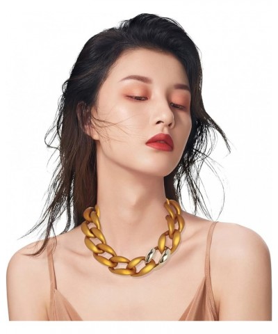 Statement Chunky Acrylic Chain Link Choker Necklace for Women Matte gold $10.00 Necklaces