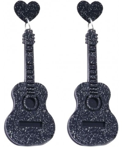 Acrylic Classical Guitar Dangle Earrings Vintage Punk Renaissance Music Guitar Violin Long Drop Earrings Black $5.86 Earrings