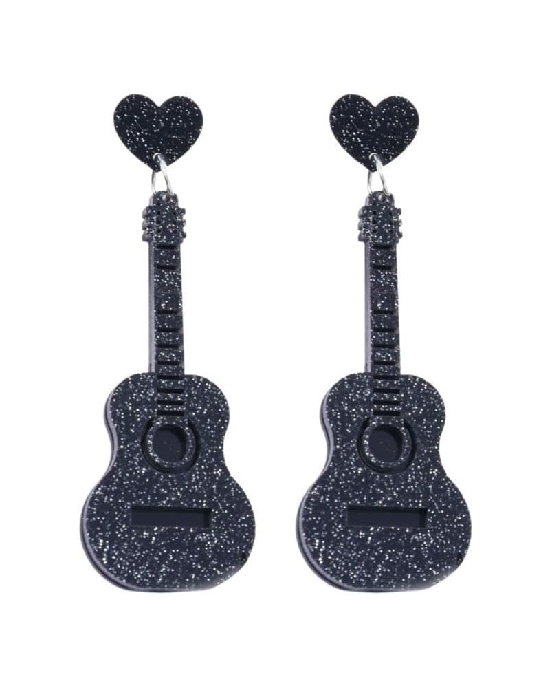 Acrylic Classical Guitar Dangle Earrings Vintage Punk Renaissance Music Guitar Violin Long Drop Earrings Black $5.86 Earrings