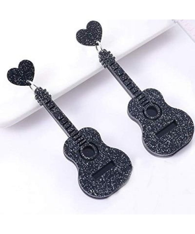 Acrylic Classical Guitar Dangle Earrings Vintage Punk Renaissance Music Guitar Violin Long Drop Earrings Black $5.86 Earrings