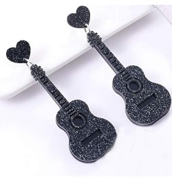 Acrylic Classical Guitar Dangle Earrings Vintage Punk Renaissance Music Guitar Violin Long Drop Earrings Black $5.86 Earrings