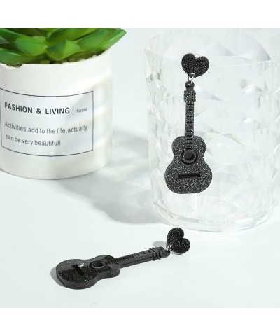 Acrylic Classical Guitar Dangle Earrings Vintage Punk Renaissance Music Guitar Violin Long Drop Earrings Black $5.86 Earrings