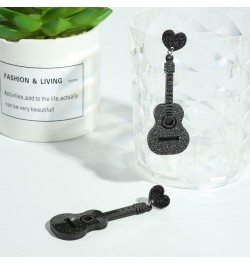 Acrylic Classical Guitar Dangle Earrings Vintage Punk Renaissance Music Guitar Violin Long Drop Earrings Black $5.86 Earrings