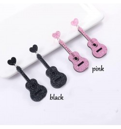 Acrylic Classical Guitar Dangle Earrings Vintage Punk Renaissance Music Guitar Violin Long Drop Earrings Black $5.86 Earrings