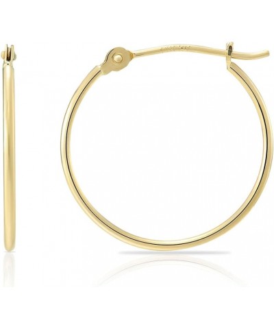 14k Yellow Gold Thin Round Hoop Earrings 14mm $28.49 Earrings