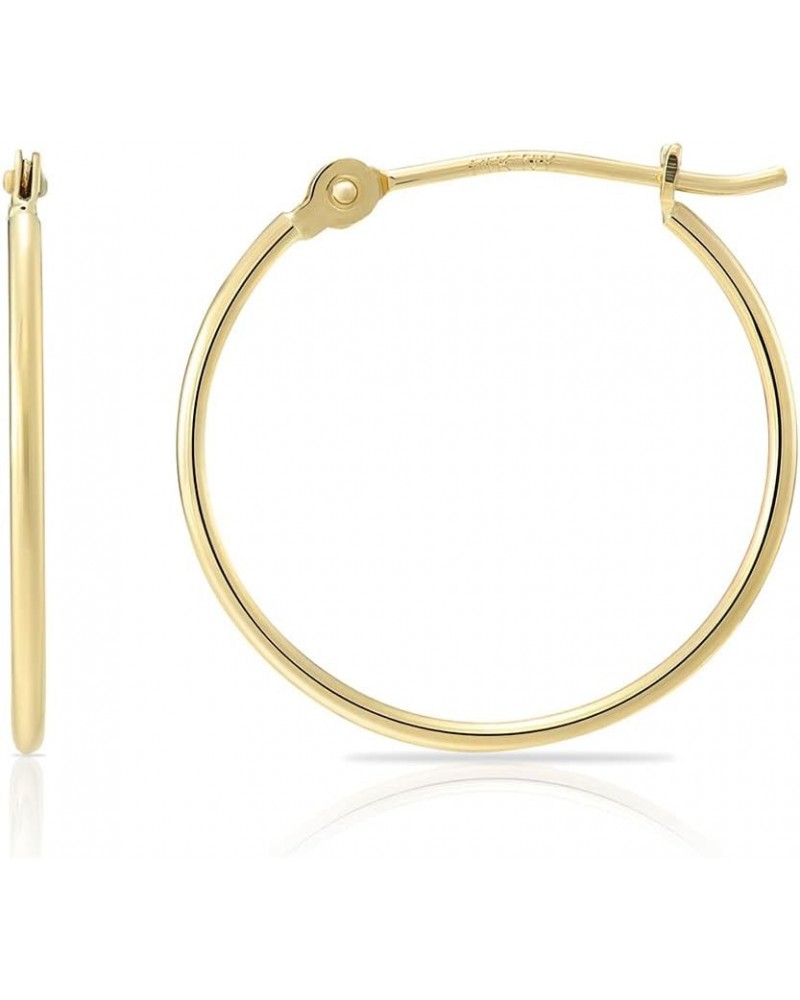 14k Yellow Gold Thin Round Hoop Earrings 14mm $28.49 Earrings