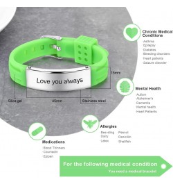 Personalized Bracelet Silicone Medical Bracelets Adjustable Sport Emergency ID Bracelets Free Engraving 9 Inches Waterproof I...