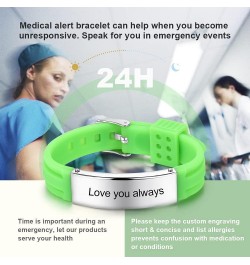 Personalized Bracelet Silicone Medical Bracelets Adjustable Sport Emergency ID Bracelets Free Engraving 9 Inches Waterproof I...