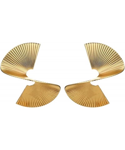 Gold Silver Scalloped Twisted Earrings Women and Girls Jewelry, Exaggerated Statement Earrings Punk Fashion Gold $8.07 Earrings