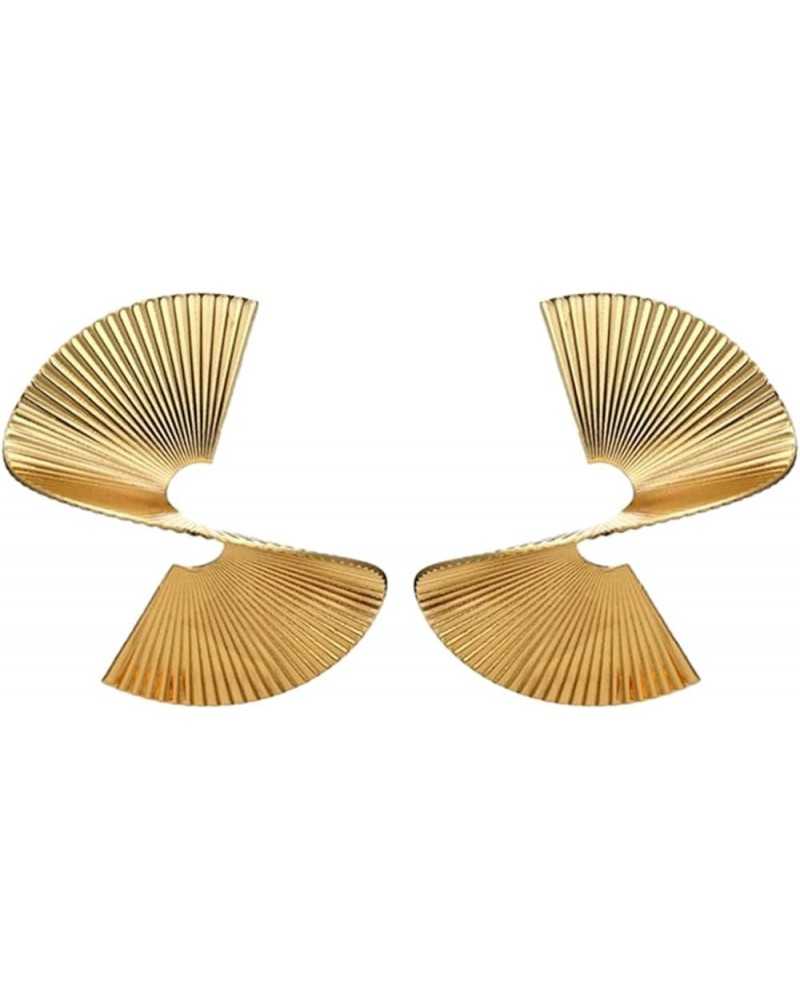 Gold Silver Scalloped Twisted Earrings Women and Girls Jewelry, Exaggerated Statement Earrings Punk Fashion Gold $8.07 Earrings