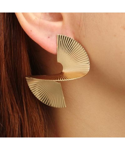 Gold Silver Scalloped Twisted Earrings Women and Girls Jewelry, Exaggerated Statement Earrings Punk Fashion Gold $8.07 Earrings