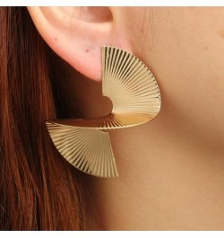 Gold Silver Scalloped Twisted Earrings Women and Girls Jewelry, Exaggerated Statement Earrings Punk Fashion Gold $8.07 Earrings