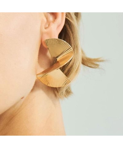 Gold Silver Scalloped Twisted Earrings Women and Girls Jewelry, Exaggerated Statement Earrings Punk Fashion Gold $8.07 Earrings