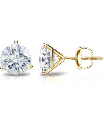 1 to 7 Carat Moissanite Round Stud Earrings for Women in 14k Gold (J-K, TGW) 3-Prong Martini Screw Back Yellow Gold 1.5 carat...