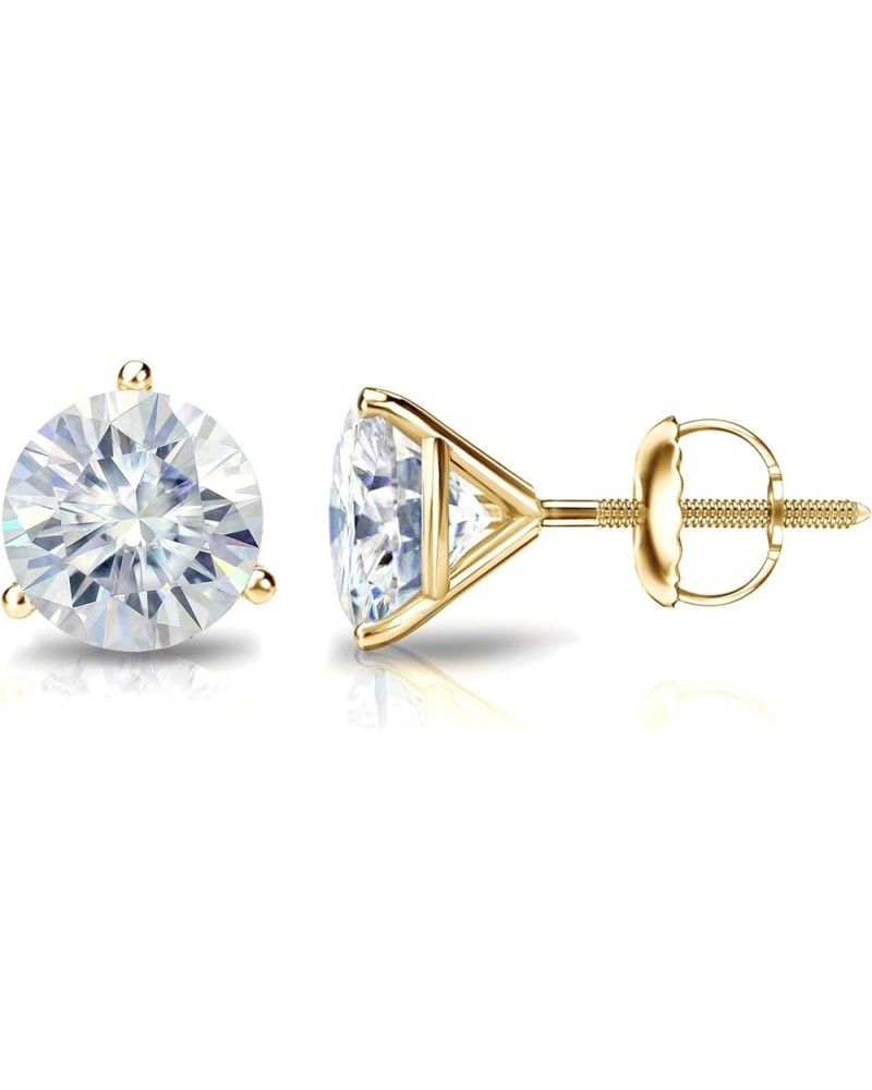 1 to 7 Carat Moissanite Round Stud Earrings for Women in 14k Gold (J-K, TGW) 3-Prong Martini Screw Back Yellow Gold 1.5 carat...