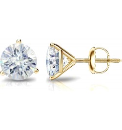 1 to 7 Carat Moissanite Round Stud Earrings for Women in 14k Gold (J-K, TGW) 3-Prong Martini Screw Back Yellow Gold 1.5 carat...