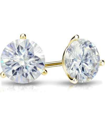 1 to 7 Carat Moissanite Round Stud Earrings for Women in 14k Gold (J-K, TGW) 3-Prong Martini Screw Back Yellow Gold 1.5 carat...