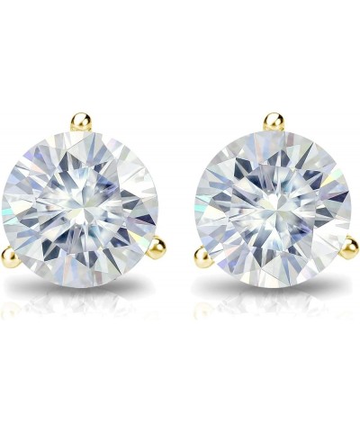 1 to 7 Carat Moissanite Round Stud Earrings for Women in 14k Gold (J-K, TGW) 3-Prong Martini Screw Back Yellow Gold 1.5 carat...