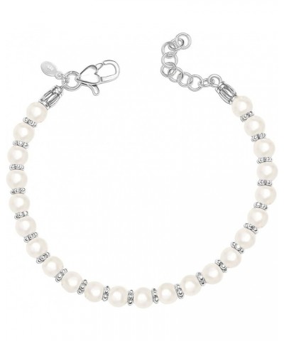 925 Sterling Silver Simulated Pearl Beaded Pearl Bracelet for Women Teen Beaded Pearl $16.23 Bracelets