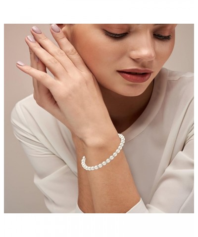 925 Sterling Silver Simulated Pearl Beaded Pearl Bracelet for Women Teen Beaded Pearl $16.23 Bracelets