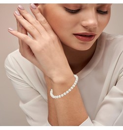 925 Sterling Silver Simulated Pearl Beaded Pearl Bracelet for Women Teen Beaded Pearl $16.23 Bracelets