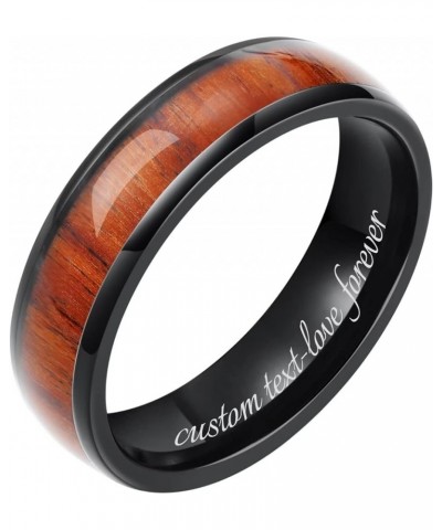 4mm 6mm 8mm Black Tungsten Wedding Ring Domed with Real Koa Wood Inlay Black 8mm-custom $10.40 Rings