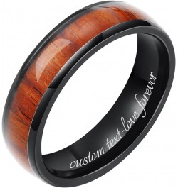 4mm 6mm 8mm Black Tungsten Wedding Ring Domed with Real Koa Wood Inlay Black 8mm-custom $10.40 Rings