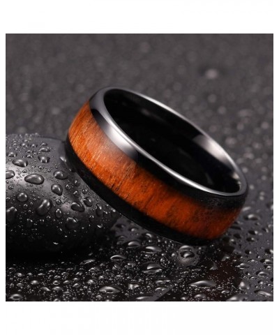 4mm 6mm 8mm Black Tungsten Wedding Ring Domed with Real Koa Wood Inlay Black 8mm-custom $10.40 Rings