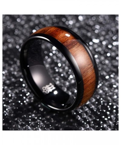 4mm 6mm 8mm Black Tungsten Wedding Ring Domed with Real Koa Wood Inlay Black 8mm-custom $10.40 Rings