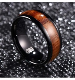 4mm 6mm 8mm Black Tungsten Wedding Ring Domed with Real Koa Wood Inlay Black 8mm-custom $10.40 Rings