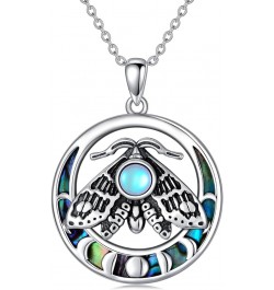 Moonstone Necklace for Women Moth Pendant Witchy Jewelry Goth Moth and The Moon Abalone Shell Moth $18.92 Necklaces