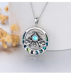 Moonstone Necklace for Women Moth Pendant Witchy Jewelry Goth Moth and The Moon Abalone Shell Moth $18.92 Necklaces