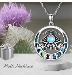 Moonstone Necklace for Women Moth Pendant Witchy Jewelry Goth Moth and The Moon Abalone Shell Moth $18.92 Necklaces