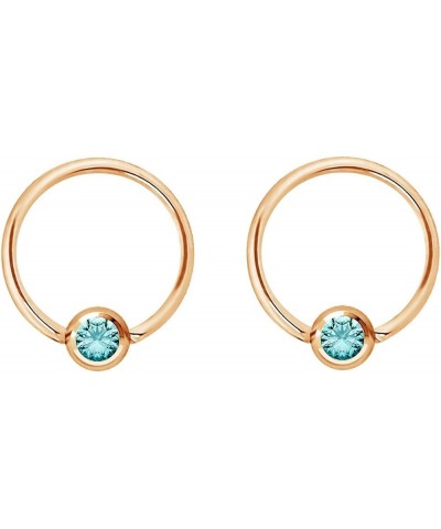 Pair 14g-20g Gold & Rose Gold Tone Surgical Steel CZ Gemmed Captive Bead Body Piercing Hoops (2pcs) Rose Gold 16g/8mm/Aqua $8...