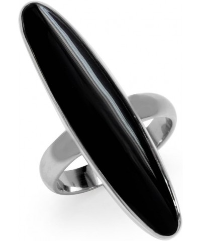 Long Inlay White Gold Plated 925 Sterling Silver Modern Ring Created Black Onyx 12 $9.43 Others