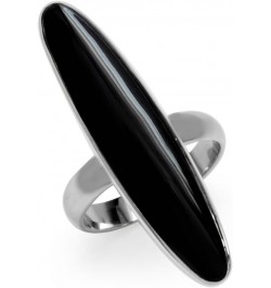 Long Inlay White Gold Plated 925 Sterling Silver Modern Ring Created Black Onyx 12 $9.43 Others