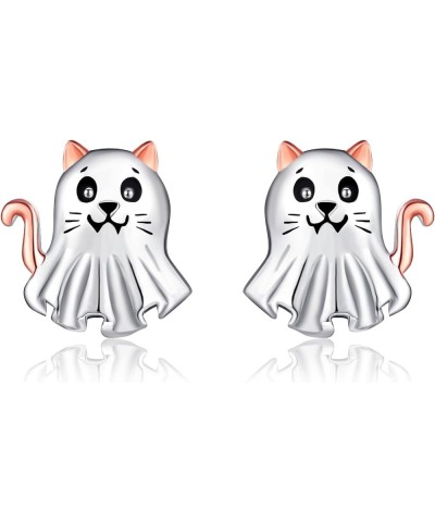 Ghost/Pumpkin/Skull Earrings Sterling Silver Halloween Earrings Ghost Jewelry Halloween Gifts for Women Girls Ghost Cat $8.69...