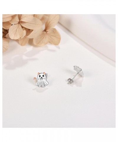 Ghost/Pumpkin/Skull Earrings Sterling Silver Halloween Earrings Ghost Jewelry Halloween Gifts for Women Girls Ghost Cat $8.69...