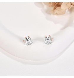 Ghost/Pumpkin/Skull Earrings Sterling Silver Halloween Earrings Ghost Jewelry Halloween Gifts for Women Girls Ghost Cat $8.69...