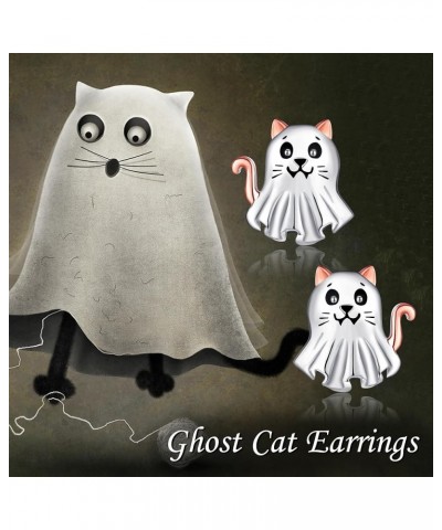 Ghost/Pumpkin/Skull Earrings Sterling Silver Halloween Earrings Ghost Jewelry Halloween Gifts for Women Girls Ghost Cat $8.69...