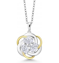 925 Sterling Silver and 10K Yellow Gold White Moissanite and Lab Grown Diamond Pendant Necklace For Women (1.51 Cttw, Oval 6X...